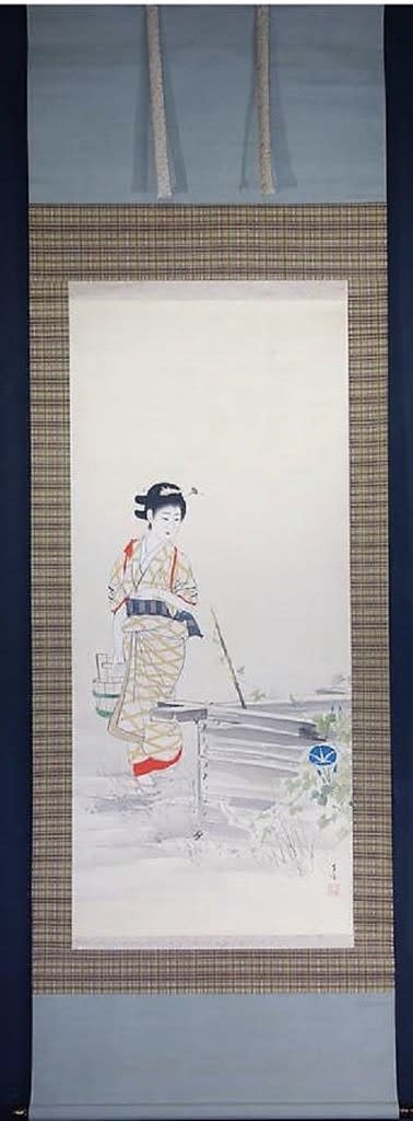 加賀千代女 中村左洲筆 昭和20年頃 - 夜噺骨董談義