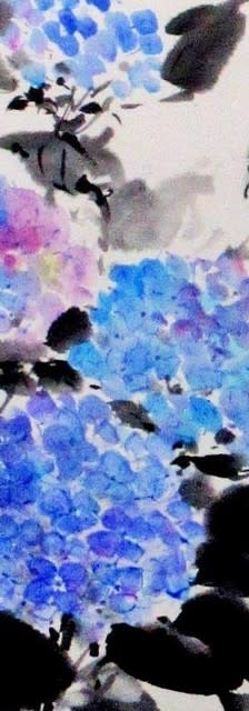 紫陽花〜大輪 絵画 墨絵 水墨画 墨彩画 インテリアアート 雑貨