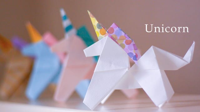 ユニコーンの折り方折り紙２枚で完成！How to make an origami Unicorn ...