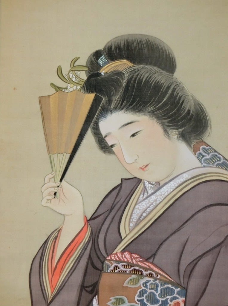 嬌羞 島崎柳塢筆 - 夜噺骨董談義