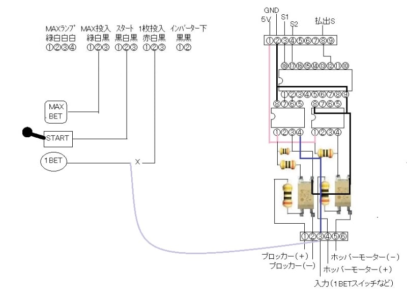 【返品?交換対象商品】 識別機 1入力1－2－5－10アウト配線図付 コインパルス基板 筐体、コントロールパネル