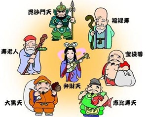 山川旭堂　七福神 掛け軸 七福神 (山川旭堂) （掛軸小物なし） 送料無料 【掛軸