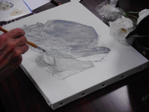 上質に仕上げる油彩画－「黒の再考」静物編－』（1日目