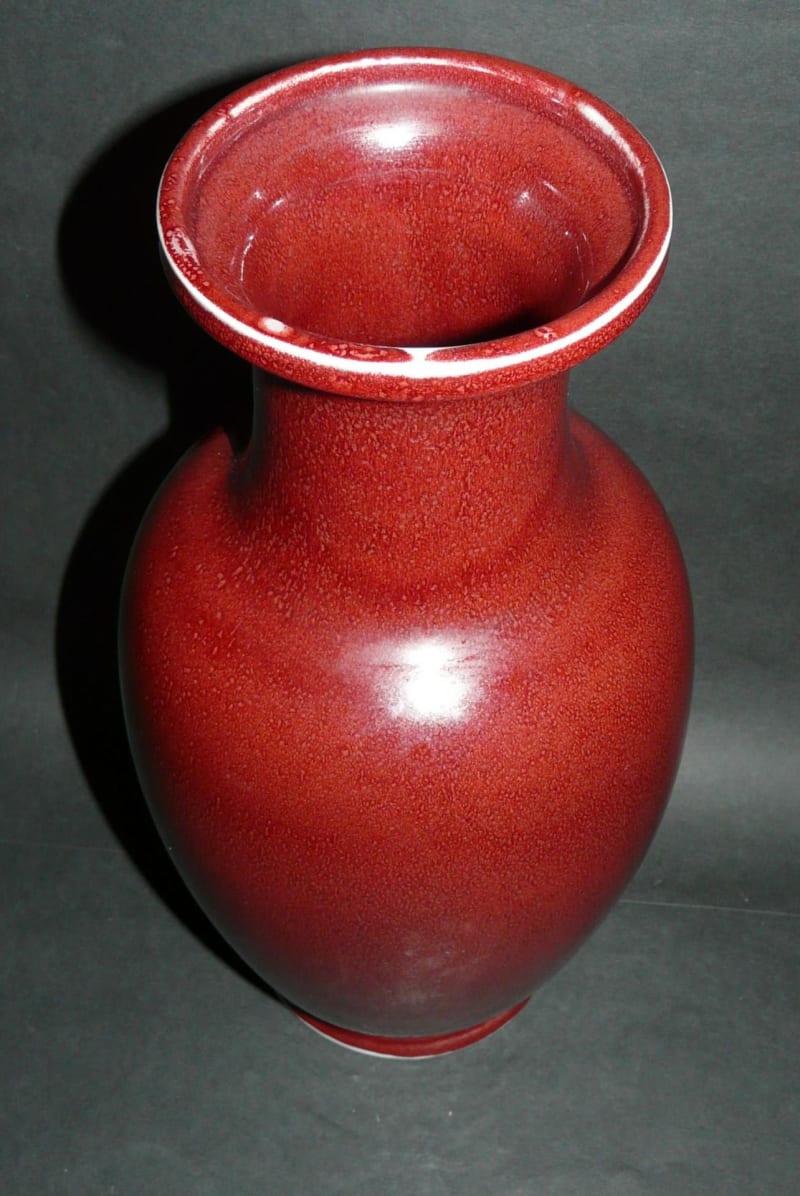 霽紅釉冬瓜の瓶 景徳鎮 陶磁器 装飾品 現代工芸品美術品 置物