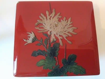 琉球漆器堆錦菊花紋手堤重 - 遅生の故玩館ブログ