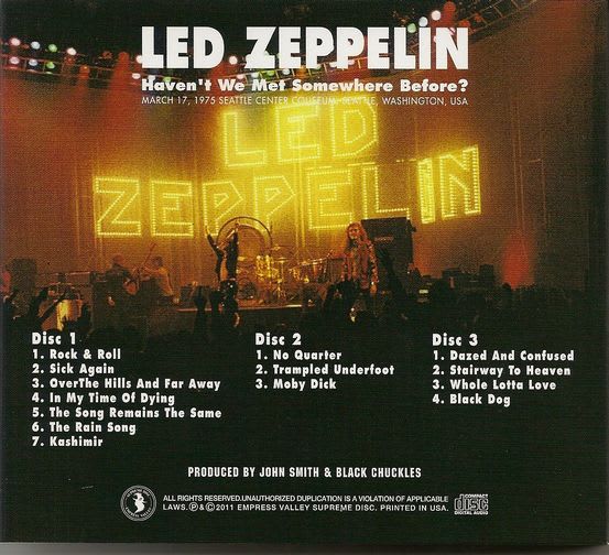 Led Zeppelin March 17,1975 Seattle WA - 酒とROCKの日々