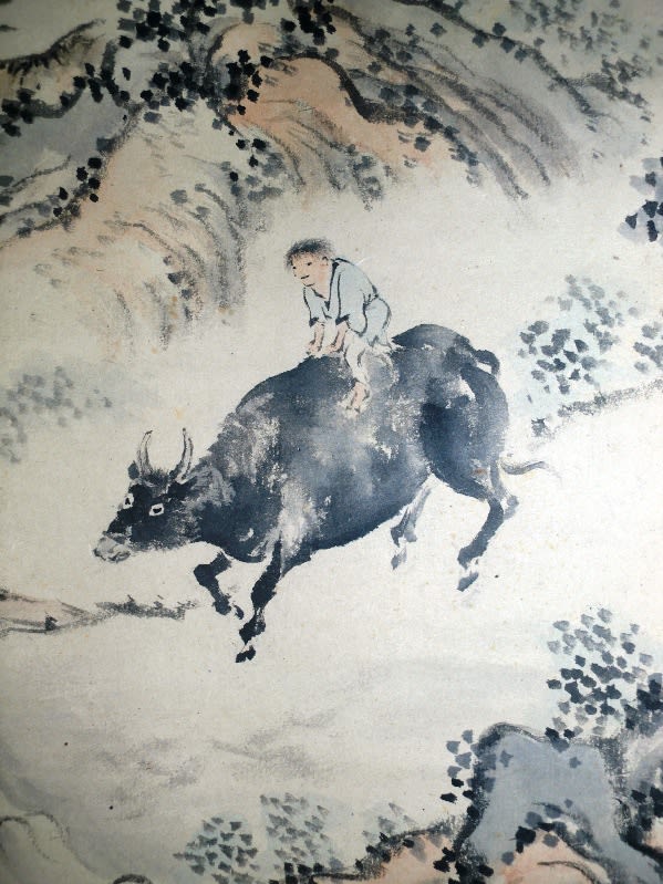 浅絳山水 渓山帰牧図 中西耕石筆 - 夜噺骨董談義