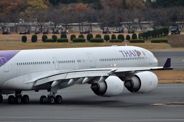 タイ国際航空のエアバスA340-600@成田空港 (11月 タイ国際航空のエアバスA340-600@成田空港 (11月