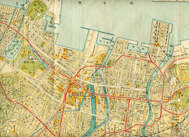 宅配便配送 E-244 福岡市街地圖 昭和25年4月 - 新日本古地図学会 古地図