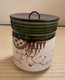 青織部共蓋水指 書付有 茶道具 M305 工芸品
