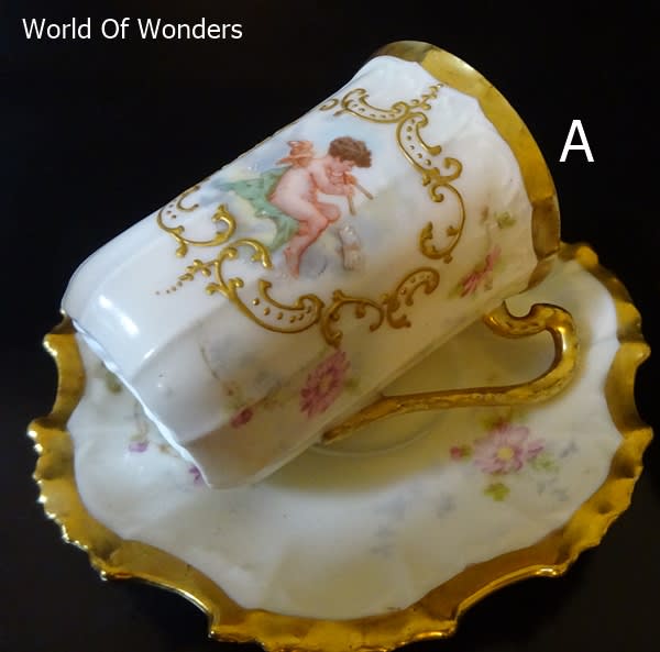 格安即決 アンティーク＞フランス製 リモージュ 天使のカップ＆ソーサー 食器