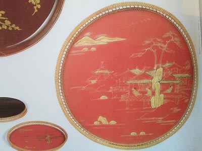 琉球漆器山水楼閣人物図箔絵丸盆(5枚) - 遅生の故玩館ブログ