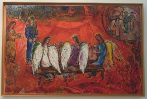 マルク・シャガール アブラハムと3人の天使 フレーム付き プリント 絵画 額縁
