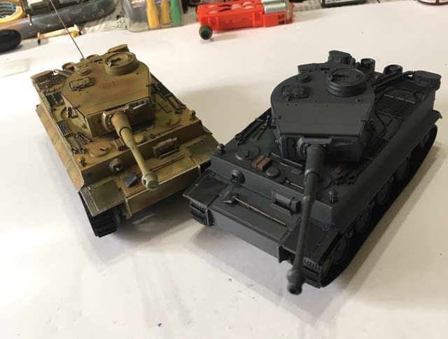 アオシマ文化教材社 1/48タイガーⅠ戦車 2両のリモコン改造戦車 アオシマ文化教材社 1/48タイガーⅠ戦車 2両のリモコン改造戦車