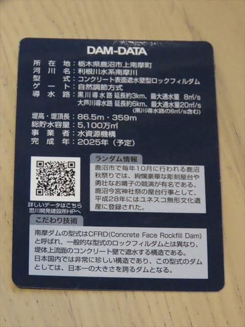 配布終了 深山ダム&南摩ダム カード 栃木県／ダムカード
