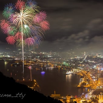 函館夜景と花火（２）