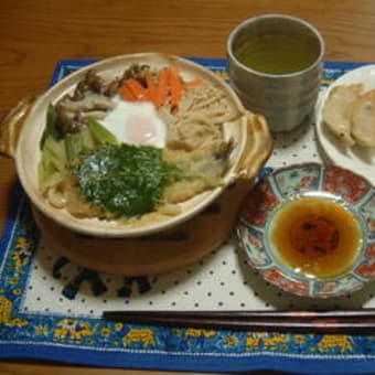 10/12（水）晩　鍋焼きうどんと焼餃子