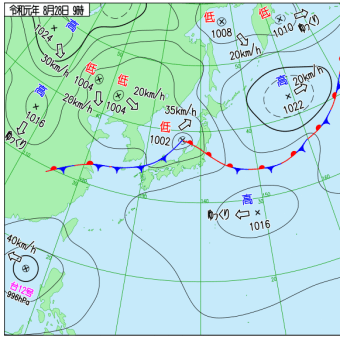 8月28日　日本海岸低気圧