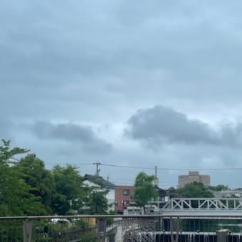 全体を覆う雲の下にいくつもの雲が流れ、今日は雨。