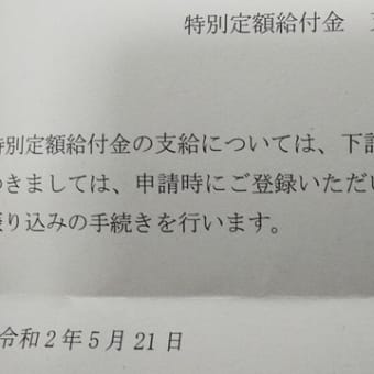 特別定額給付金を受け取りました。