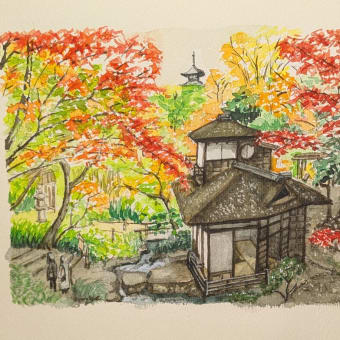 2024.10.12 : 写生会（横浜 山下公園 氷川丸）仕上げ - 水彩絵日記