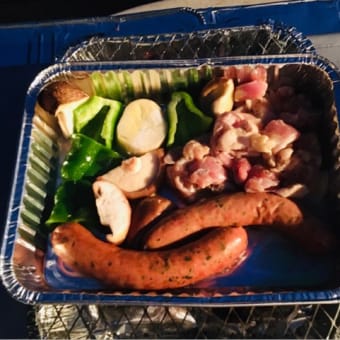 使い捨てコンロでBBQ