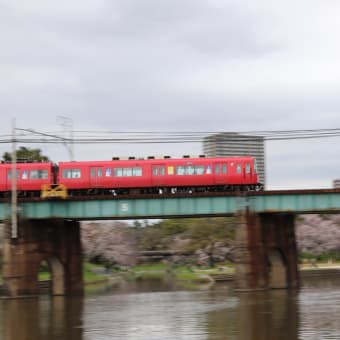 おかざき公園と名鉄電車