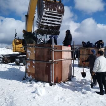 雪のブロックづくり＆場所決め抽選