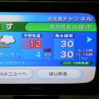 December 20(Wed)　　～Ｗｉｉ　に「お天気チャンネル」追加！！～