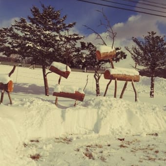 雪景色のログハウス