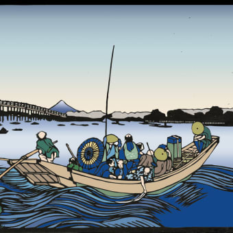 広重 富士三十六景 駿河三保之松原 - 切り絵