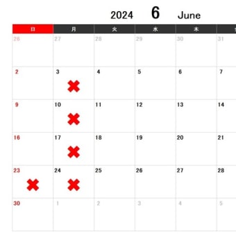 2024年6月　高倉店営業カレンダー