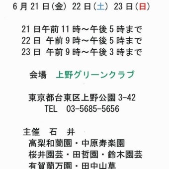 21〜23日は夏の東洋蘭展（上野）