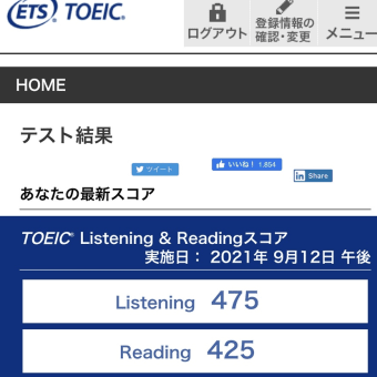 　第２７７回　９月１２日　ＴＯＥＩＣ結果