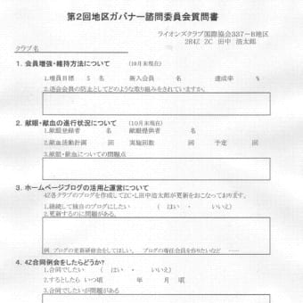 第2回地区ガバナー諮問委員会質問状