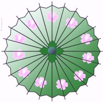 和傘に・お花の柄を入れました