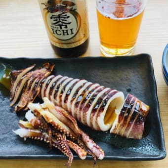 江ノ島で　イカ焼きとノンアル