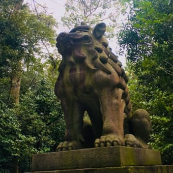 寒川神社　狛犬と八福餅