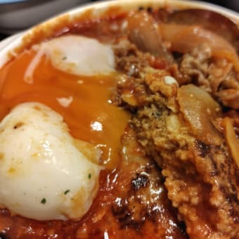界隈・松屋 で うまトマハンバーグ定食