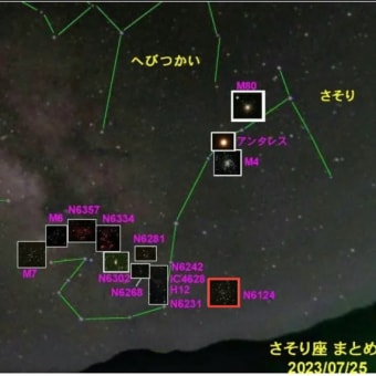 星見娘で電視観望4128(さそり座 C75/NGC6124散開星団)