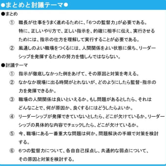 監督・指示の方法－まとめと討議テーマについて