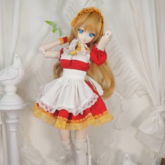 CHIC《DD・M～L胸用 メイド服セット・ショート・金赤》