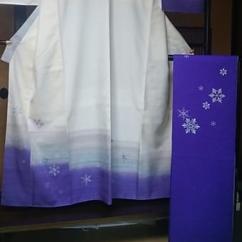 2015冬　雪華模様の訪問着に　雪華模様の帯