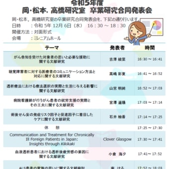 令和5年度　卒業研究合同発表会