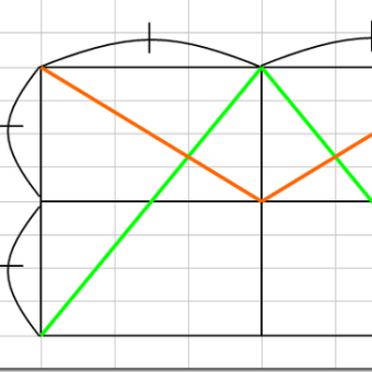 定規の目盛りを使わず、長方形を3等分
