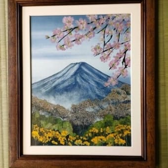 人気の富士山と桜（押し花）
