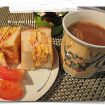 卵サンドde朝ご飯