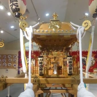 渚の駅たてやまで後藤利兵衛橘義光のお神輿の展示