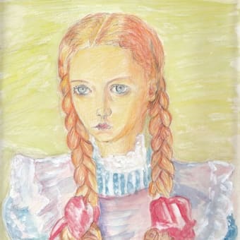 水彩画（１０２）：模写・三つ編みの少女