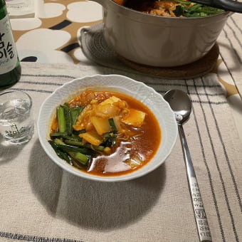 ◇　今日の晩ごはん　　　　キムチチゲ&チャミソル